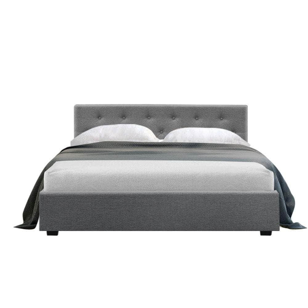 Bed Frame Double Size Gas Lift Grey Vila