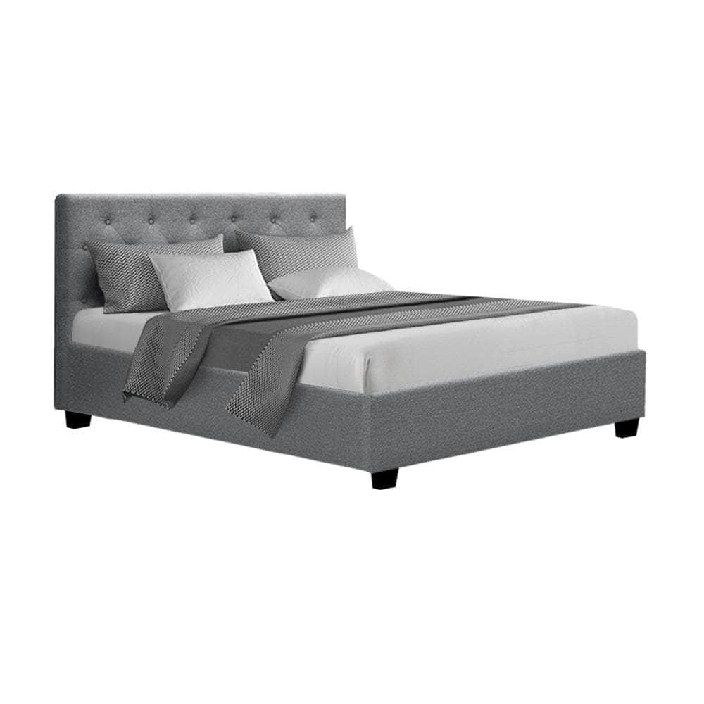 Bed Frame Double Size Gas Lift Grey Vila