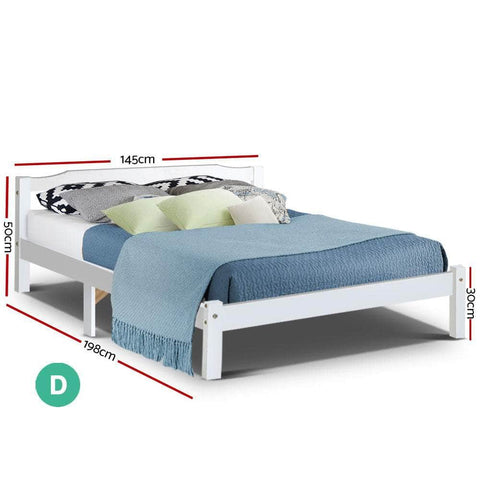 Bed Frame Double Size Wooden White Lexi