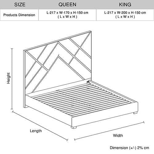 Bed Frame Fabric Padded Upholstery Queen/King