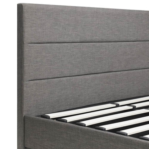 Bed Frame King Bed Frame LED Mattress Base with Gas Lift and Storage Space Grey