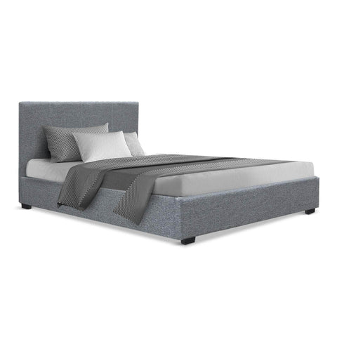 Bed Frame King Single Size Gas Lift Grey Nino