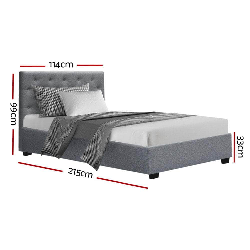 Bed Frame King Single Size Gas Lift Grey Vila