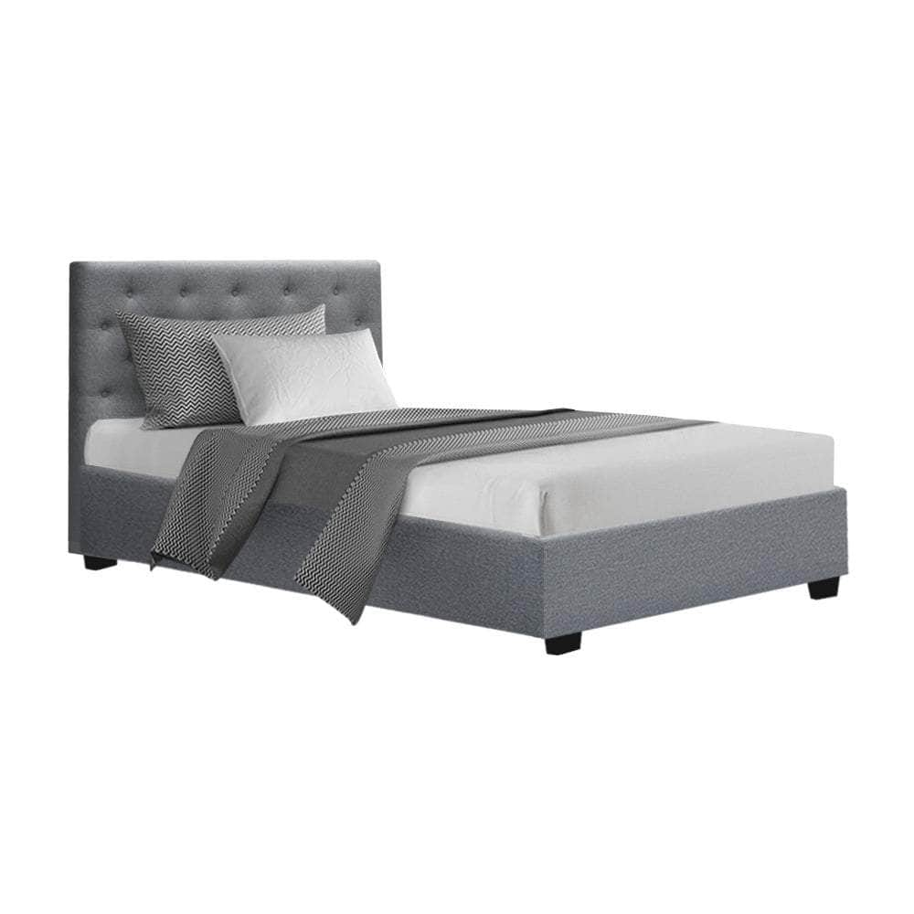 Bed Frame King Single Size Gas Lift Grey Vila