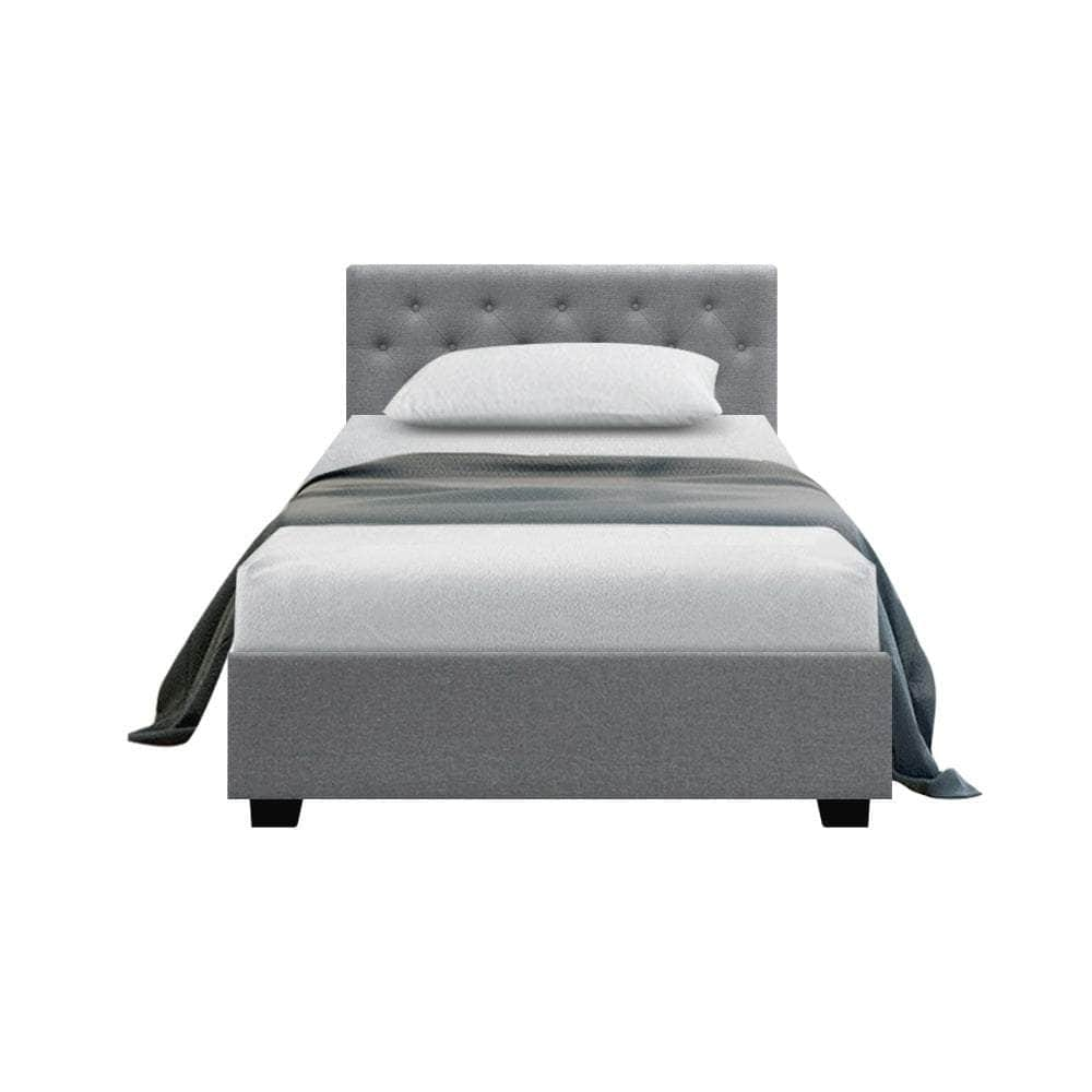 Bed Frame King Single Size Gas Lift Grey Vila