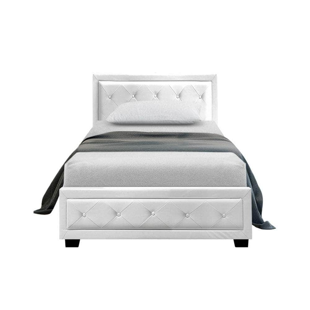 Bed Frame King Single Size Gas Lift White Tiyo