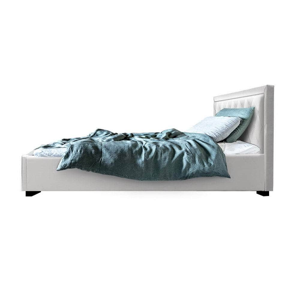 Bed Frame King Single Size Gas Lift White Tiyo