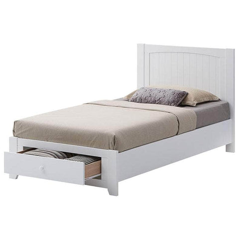 Bed Frame King Single Size Mattress Base Storage Drawer Timber Wood-Wht