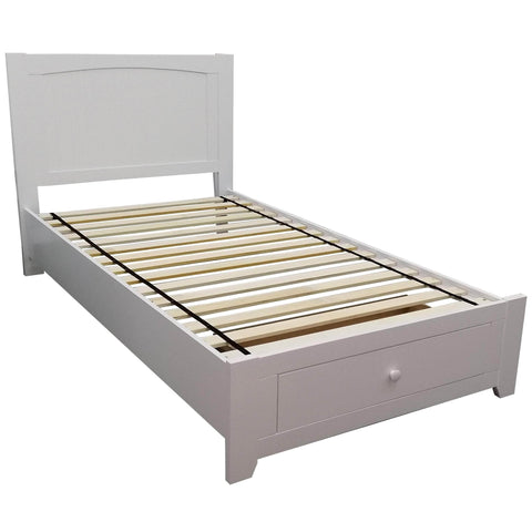 Bed Frame King Single Size Mattress Base Storage Drawer Timber Wood-Wht