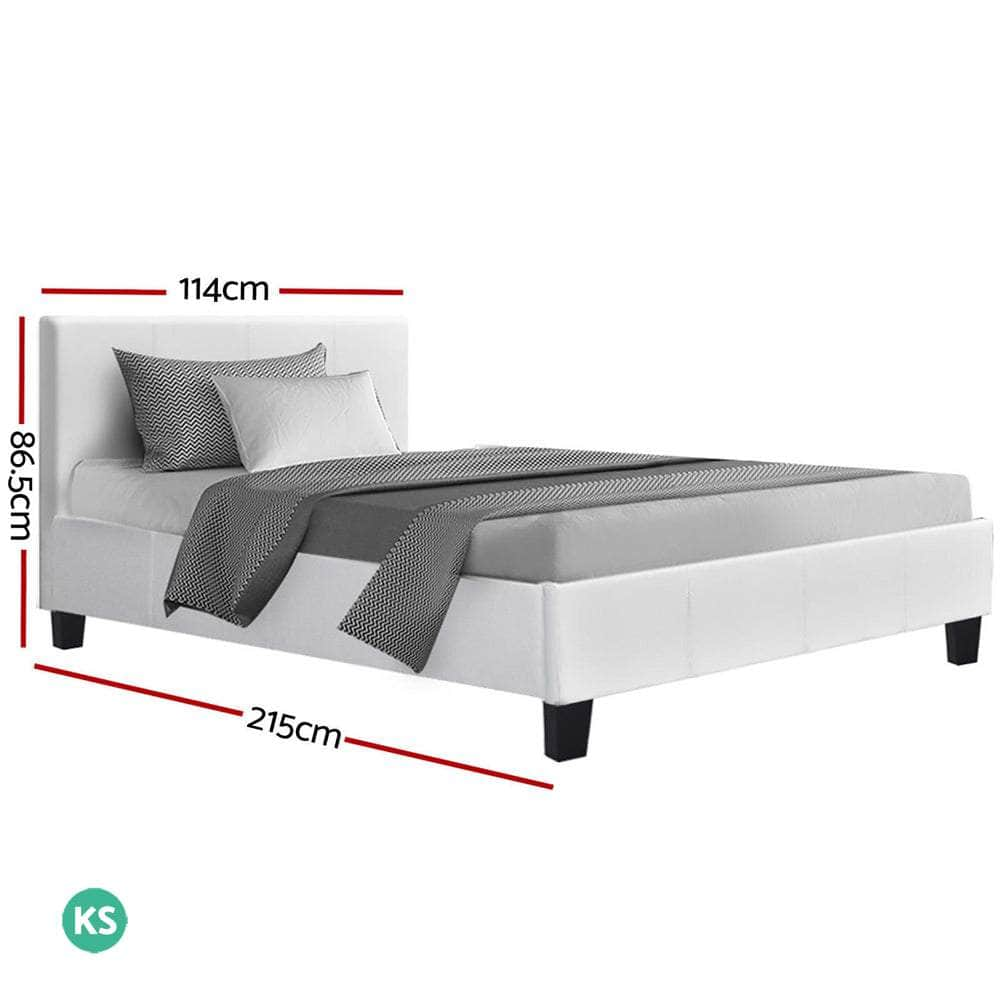 Bed Frame King Single Size White Neo