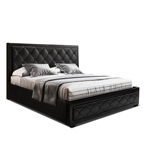 Bed Frame King Size Gas Lift Black Tiyo