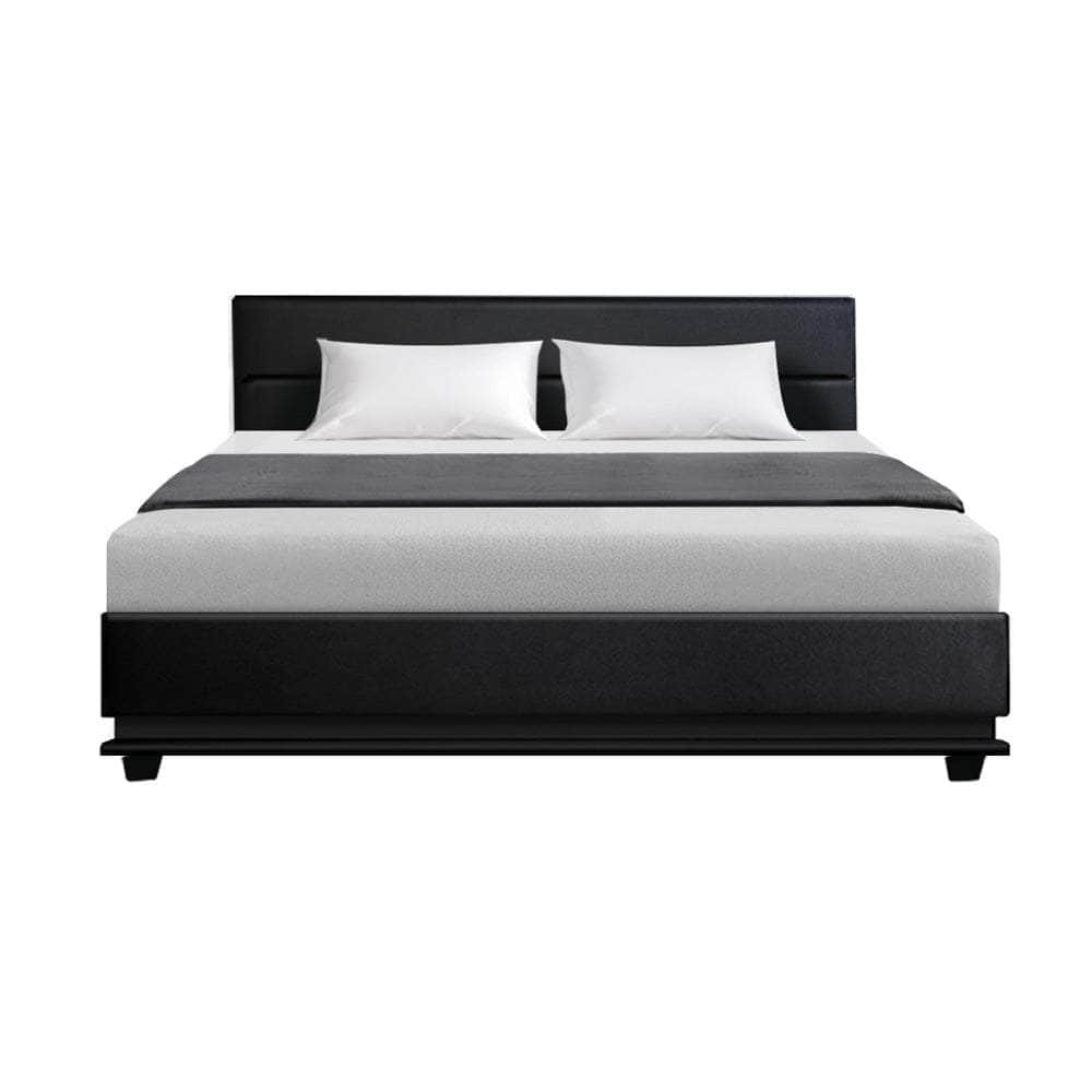 Bed Frame King Size Led Gas Lift Black Lumi