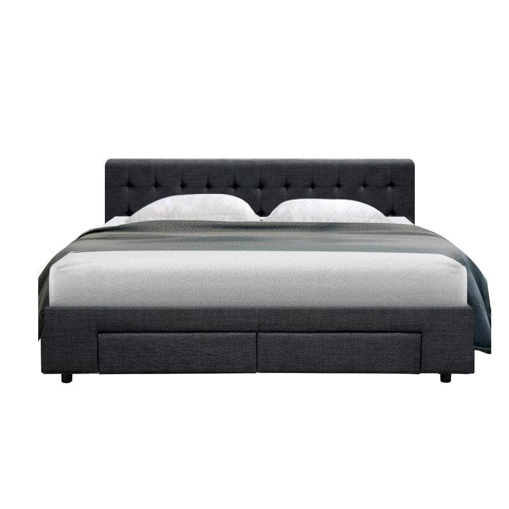 Bed Frame King Size With 4 Drawers Charcoal Avio