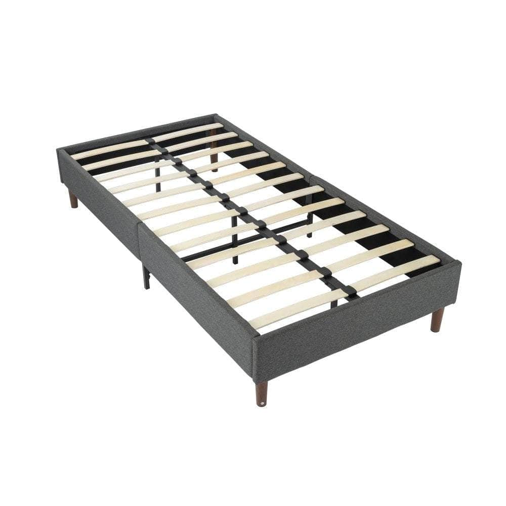 Bed Frame Mattress Foundation Dark Grey Single