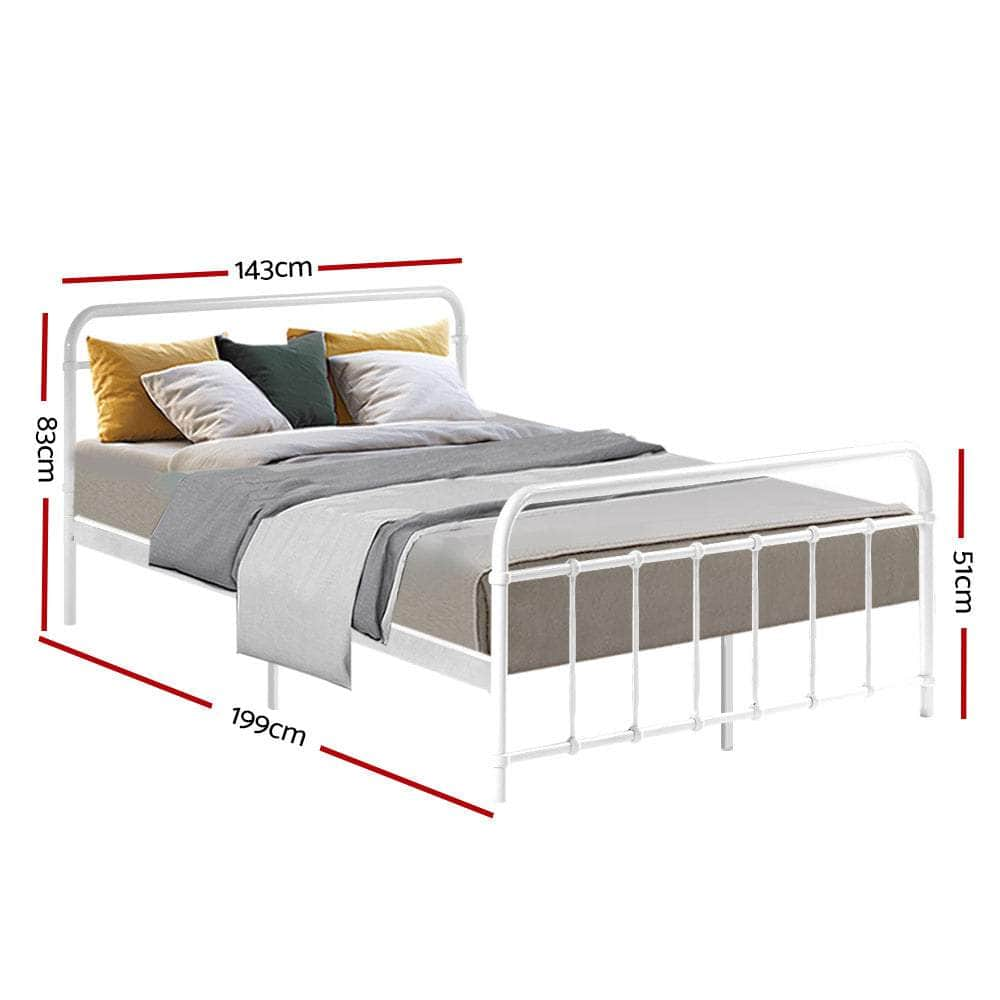 Bed Frame Metal Frames LEO - Double (White)