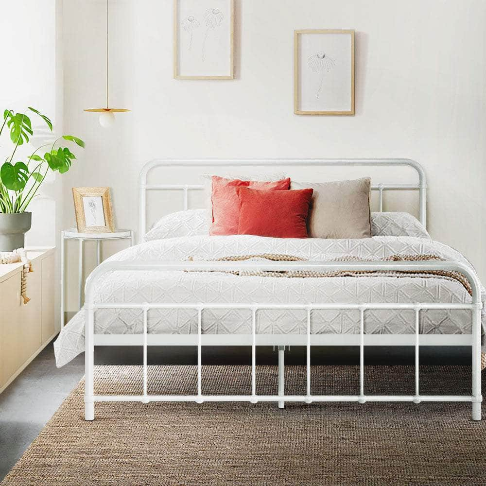 Bed Frame Metal Frames LEO - Double (White)