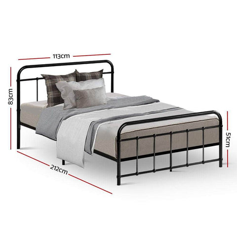 Bed Frame Metal Frames LEO - King Single(Black)