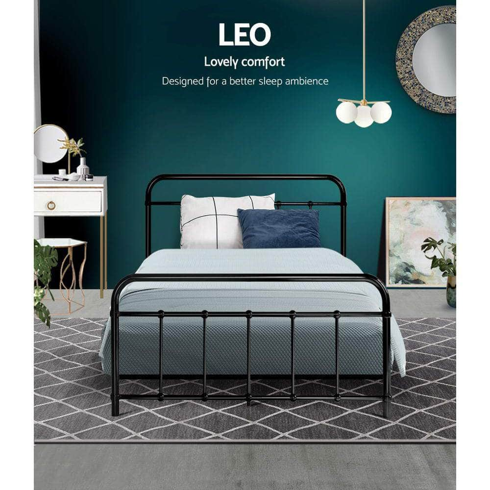 Bed Frame Metal Frames LEO - King Single(Black)