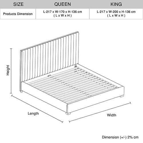 Bed Frame Queen/King Polyester Fabric Padded Upholstery