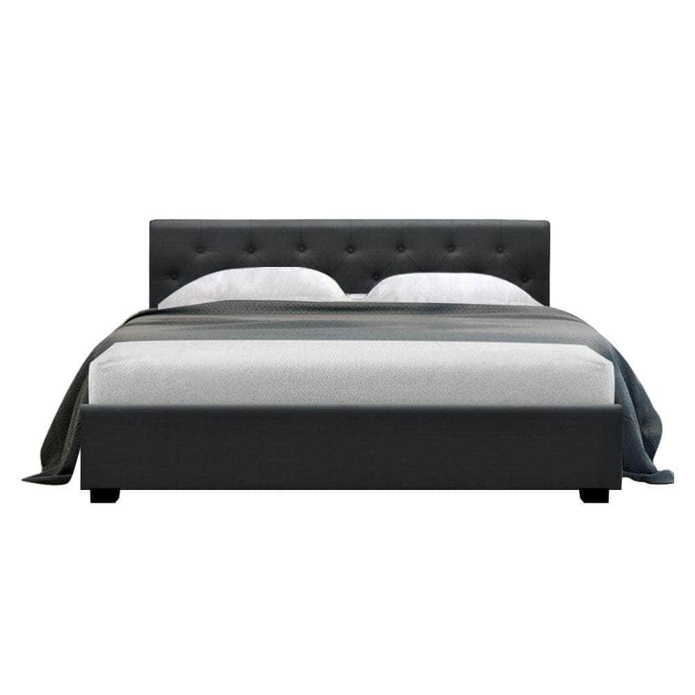 Bed Frame Queen Size Gas Lift Charcoal Vila