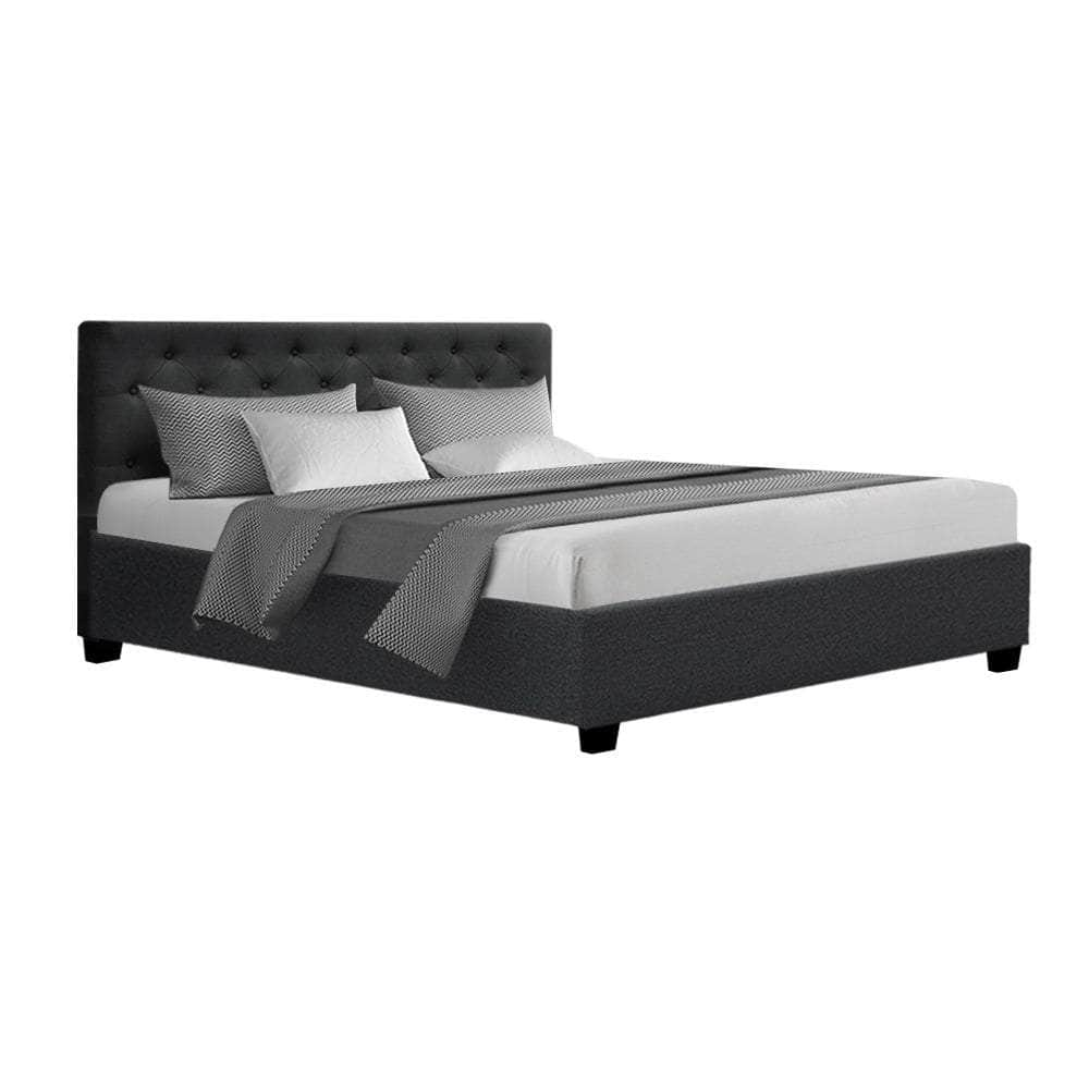 Bed Frame Queen Size Gas Lift Charcoal Vila