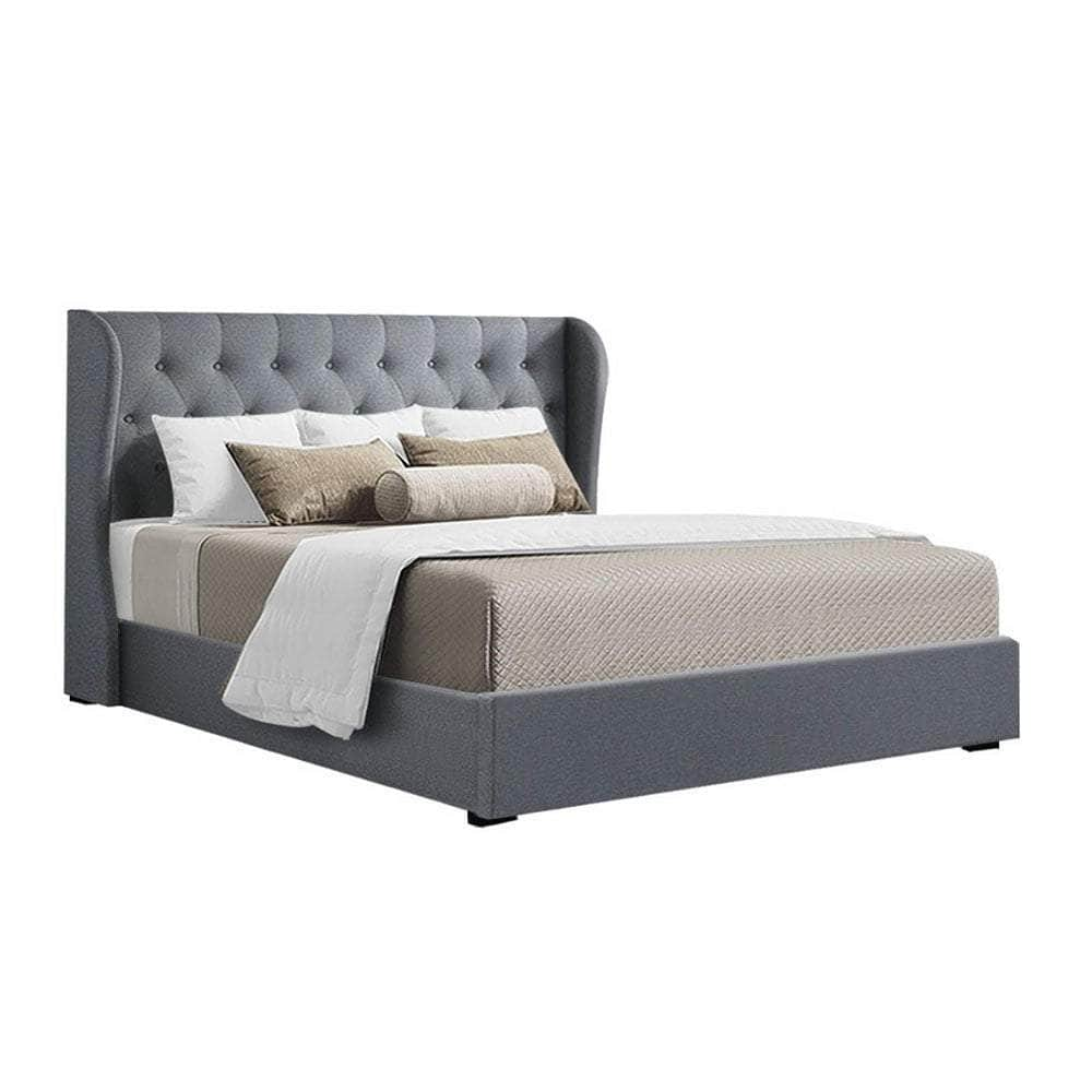 Bed Frame Queen Size Gas Lift Grey Issa