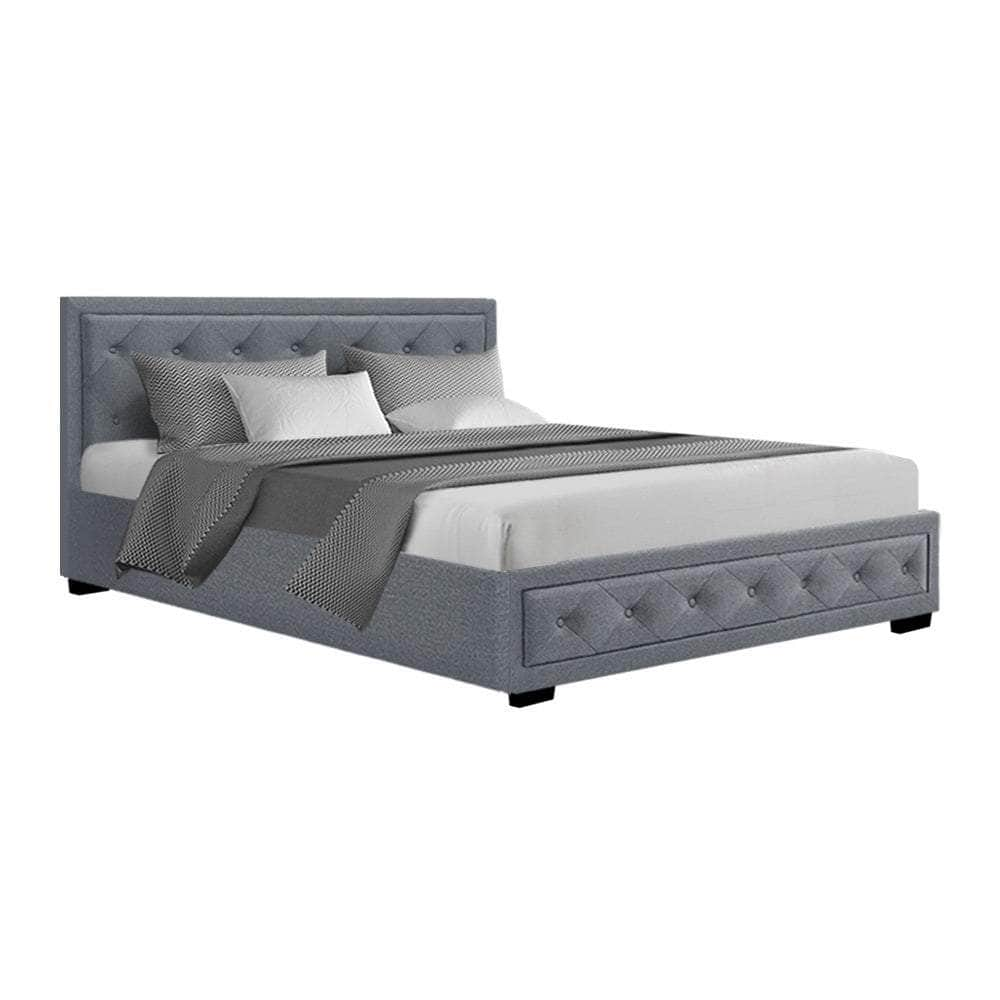 Bed Frame Queen Size Gas Lift Grey Tiyo