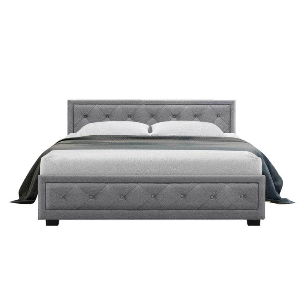 Bed Frame Queen Size Gas Lift Grey Tiyo