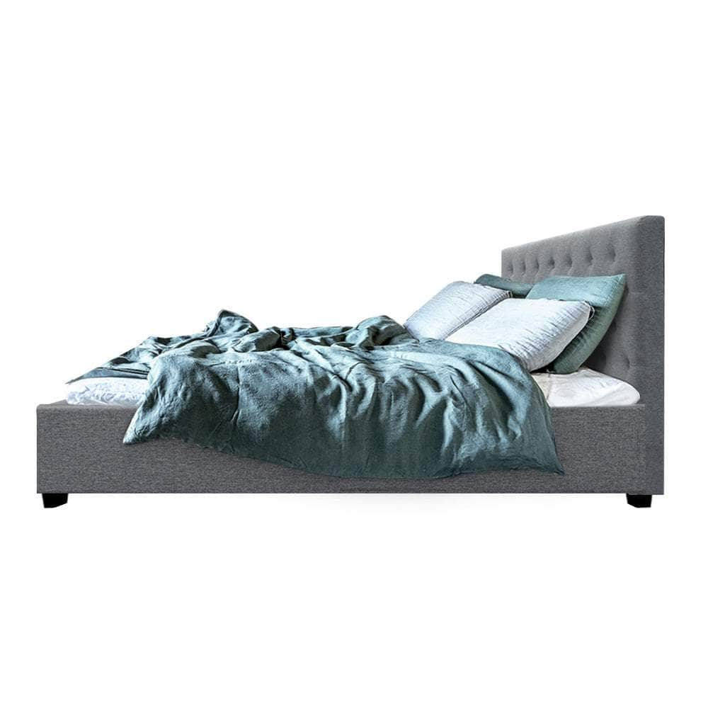 Bed Frame Queen Size Gas Lift Grey Vila