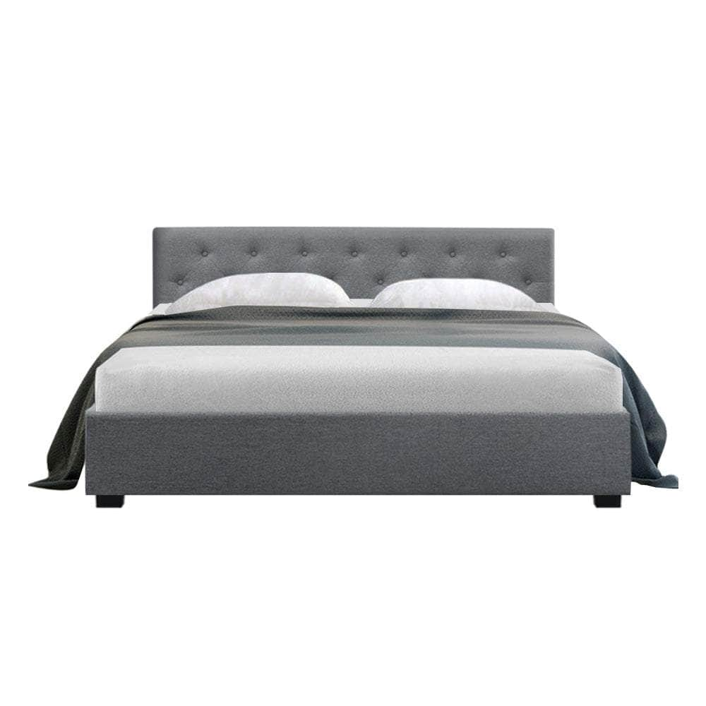 Bed Frame Queen Size Gas Lift Grey Vila