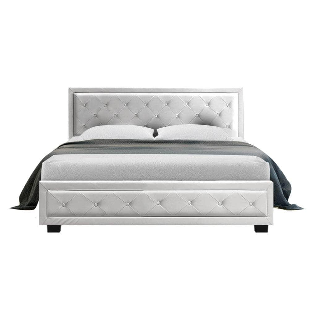 Bed Frame Queen Size Gas Lift White Tiyo