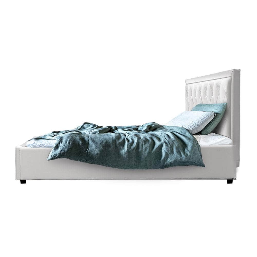 Bed Frame Queen Size Gas Lift White Tiyo