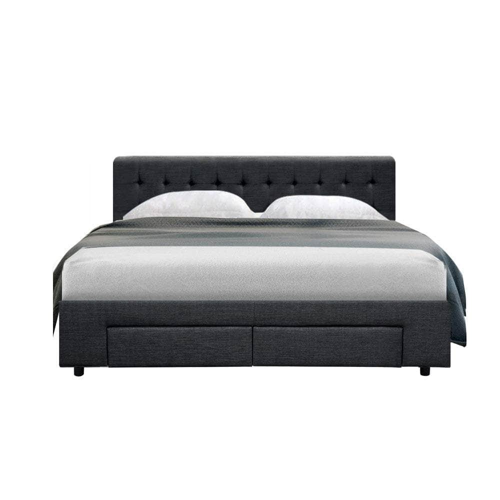 Bed Frame Queen Size With 4 Drawers Charcoal Avio