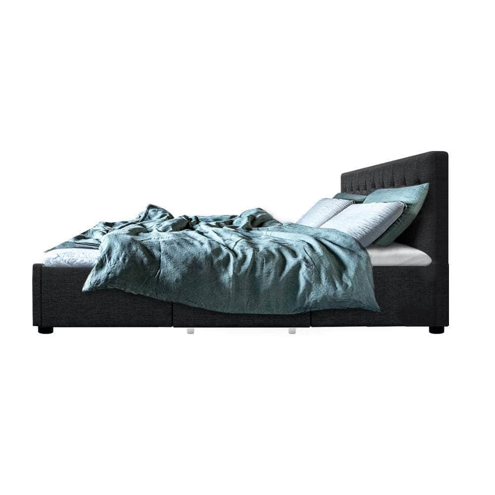 Bed Frame Queen Size With 4 Drawers Charcoal Avio