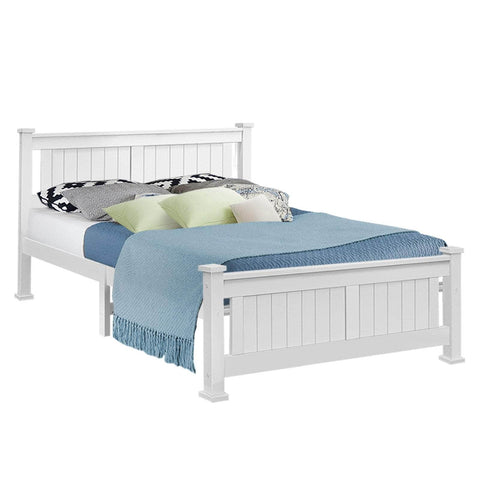 Bed Frame Queen Size Wooden White Rio