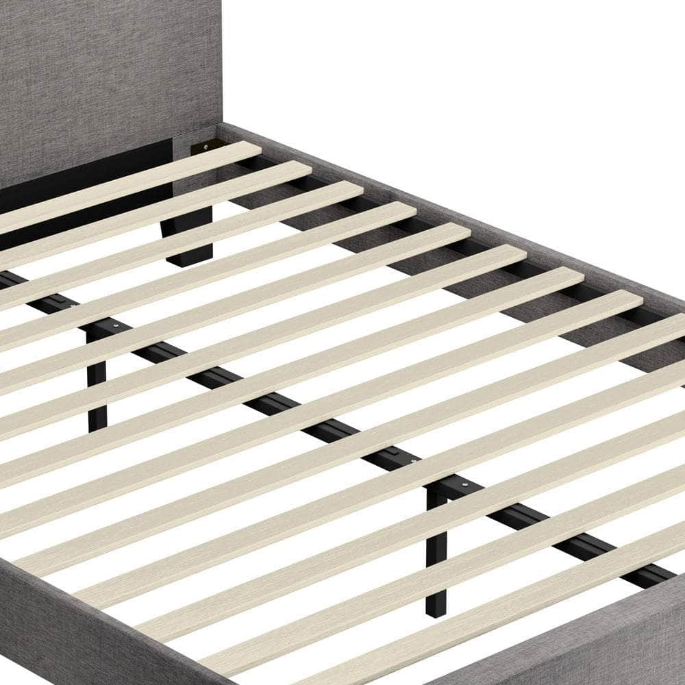 Bed Frame RGB LED Queen Size Mattress Base Platform Wood