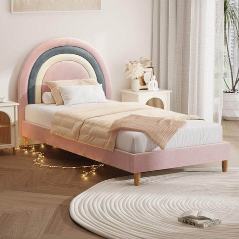 Bed Frame Single Size Kids Bed Frame Pink Velvet