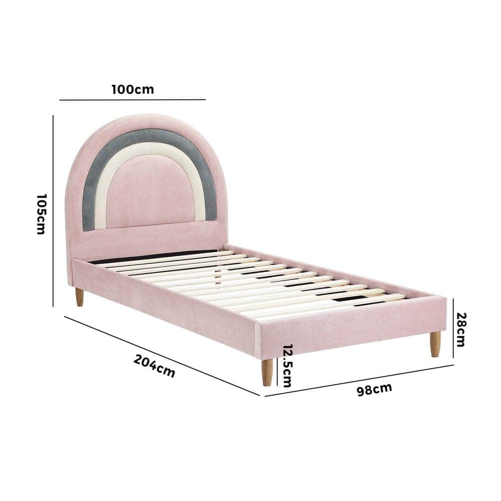 Bed Frame Single Size Kids Bed Frame Pink Velvet