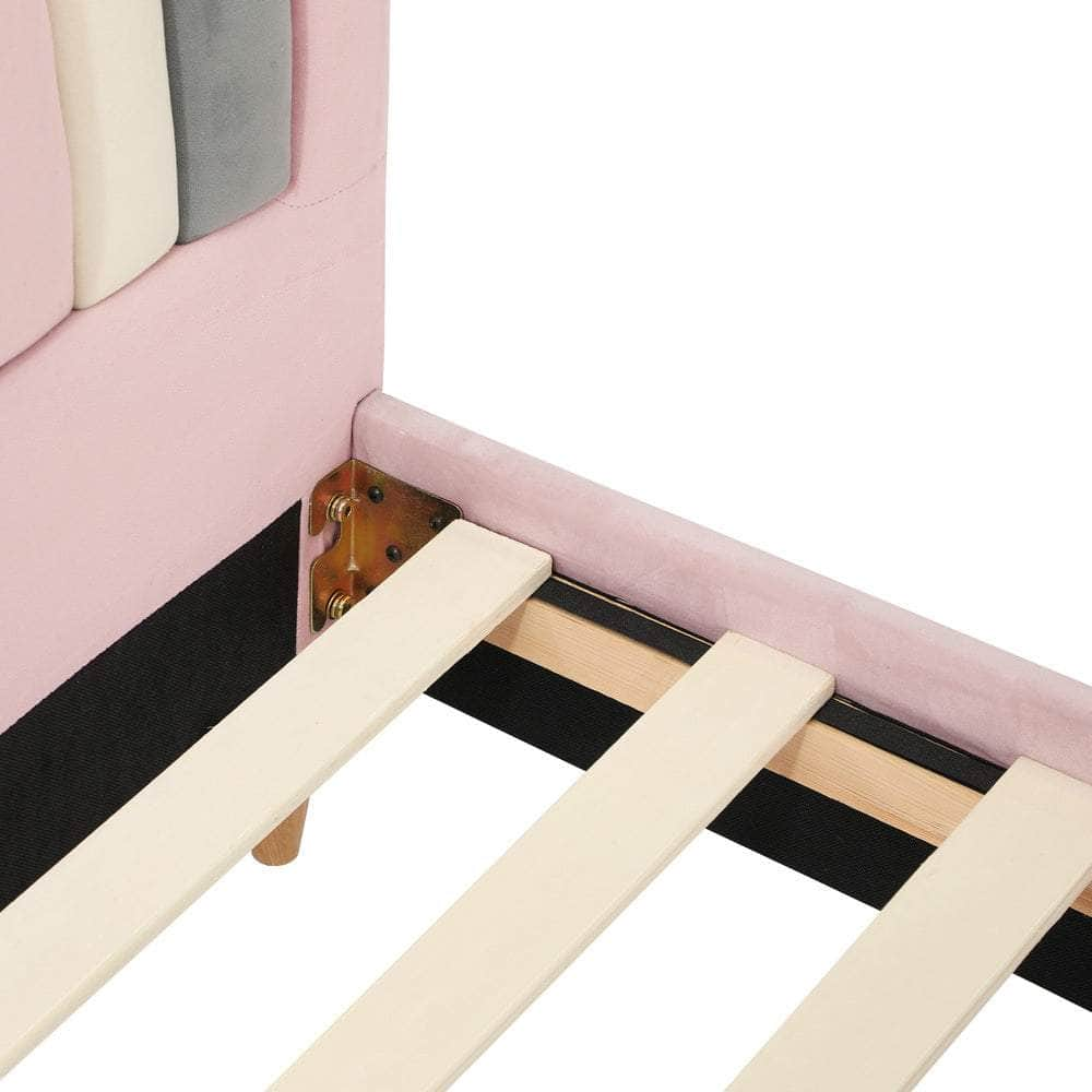 Bed Frame Single Size Kids Bed Frame Pink Velvet