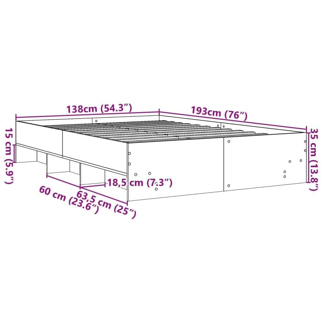 Bed Frame Sonoma Oak - Engineered Wood Double Size