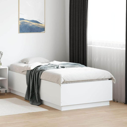 Bed Frame  White Engineered Wood Sigle Size