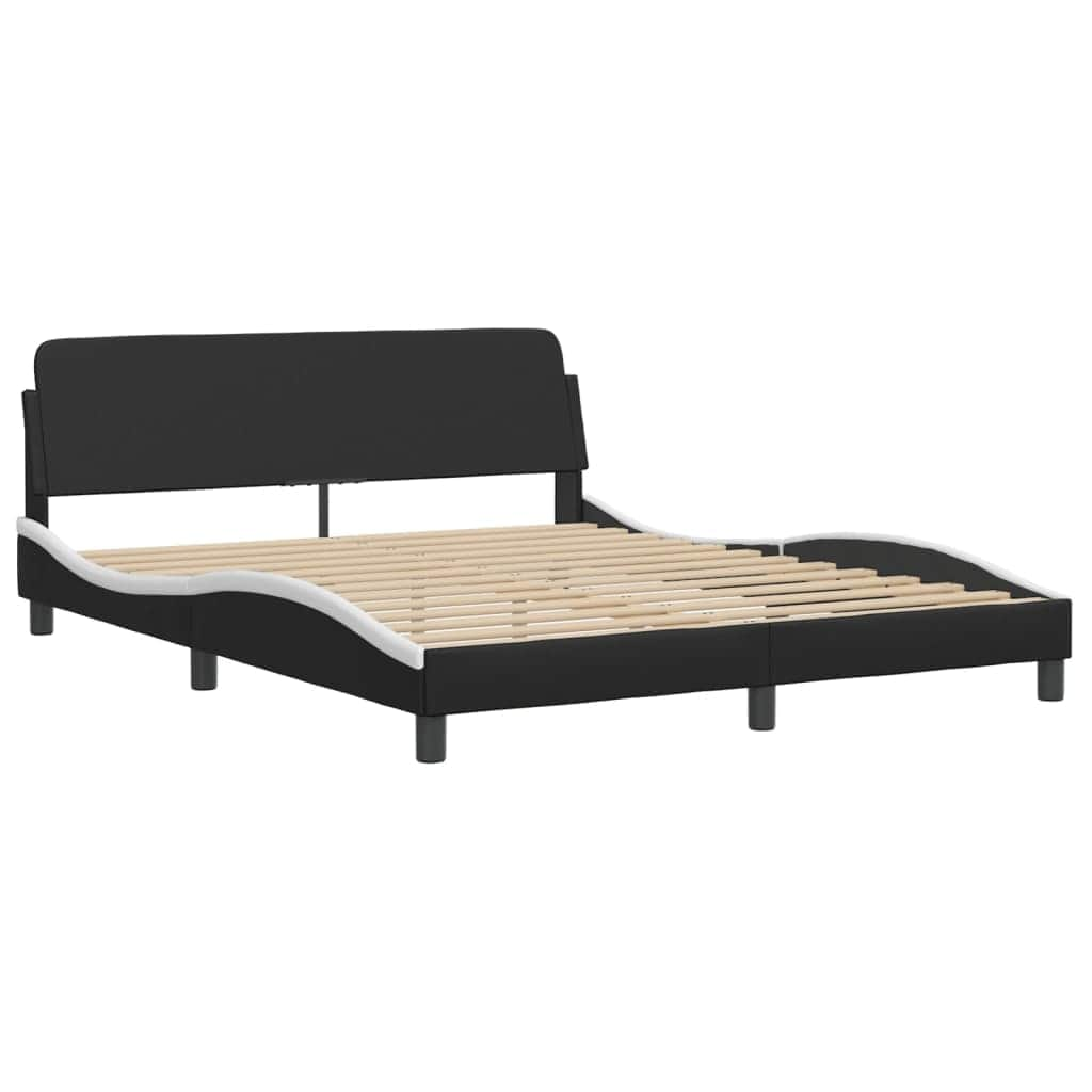 Bed Frame with Headboard Black and White