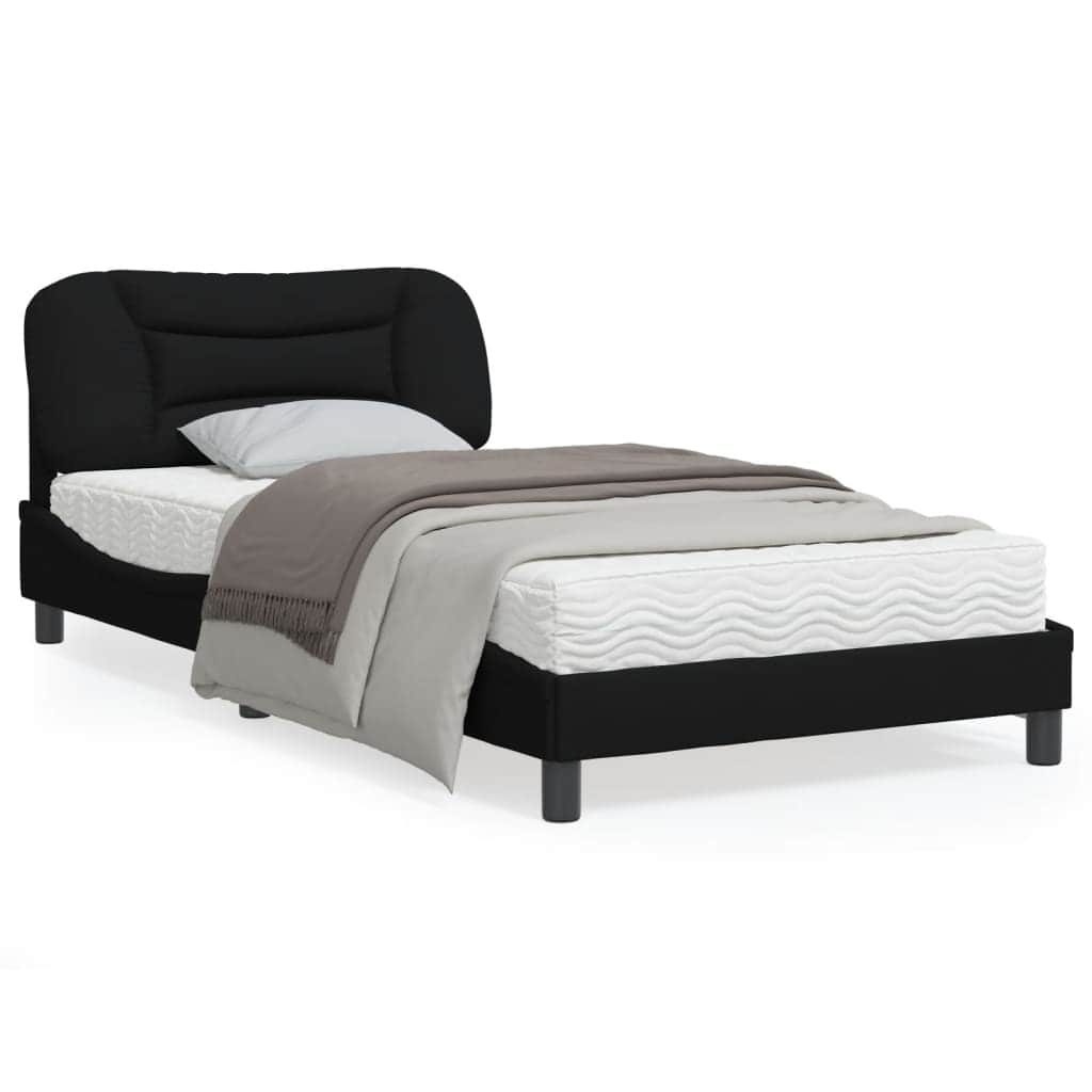 Bed Frame with Headboard Black King Single Size Fabric