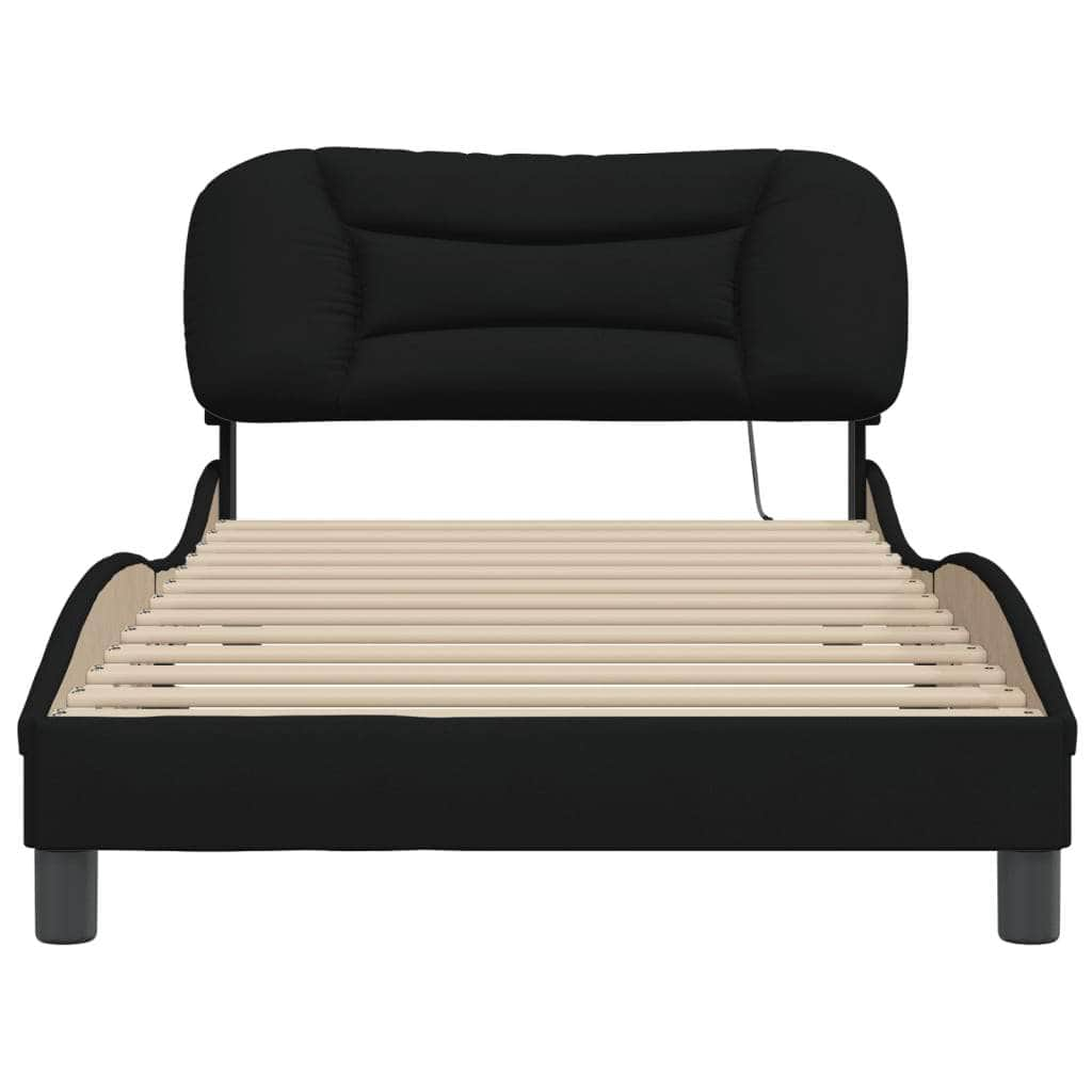 Bed Frame with Headboard Black King Single Size Fabric