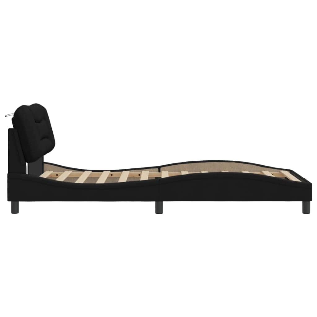 Bed Frame with Headboard Black King Single Size Fabric