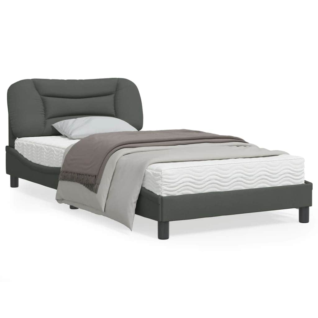 Bed Frame with Headboard Black King Single Size Fabric