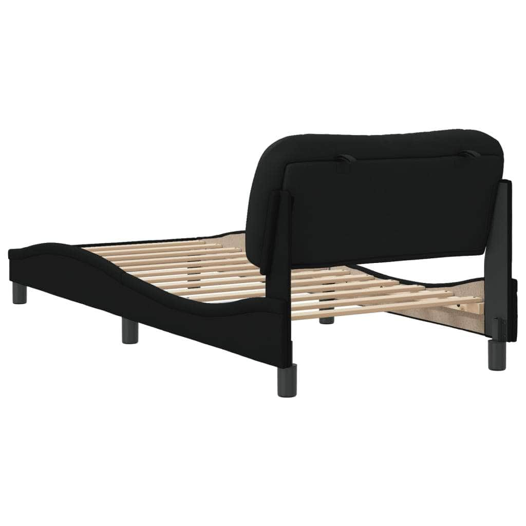 Bed Frame with Headboard Black Single Size Fabric