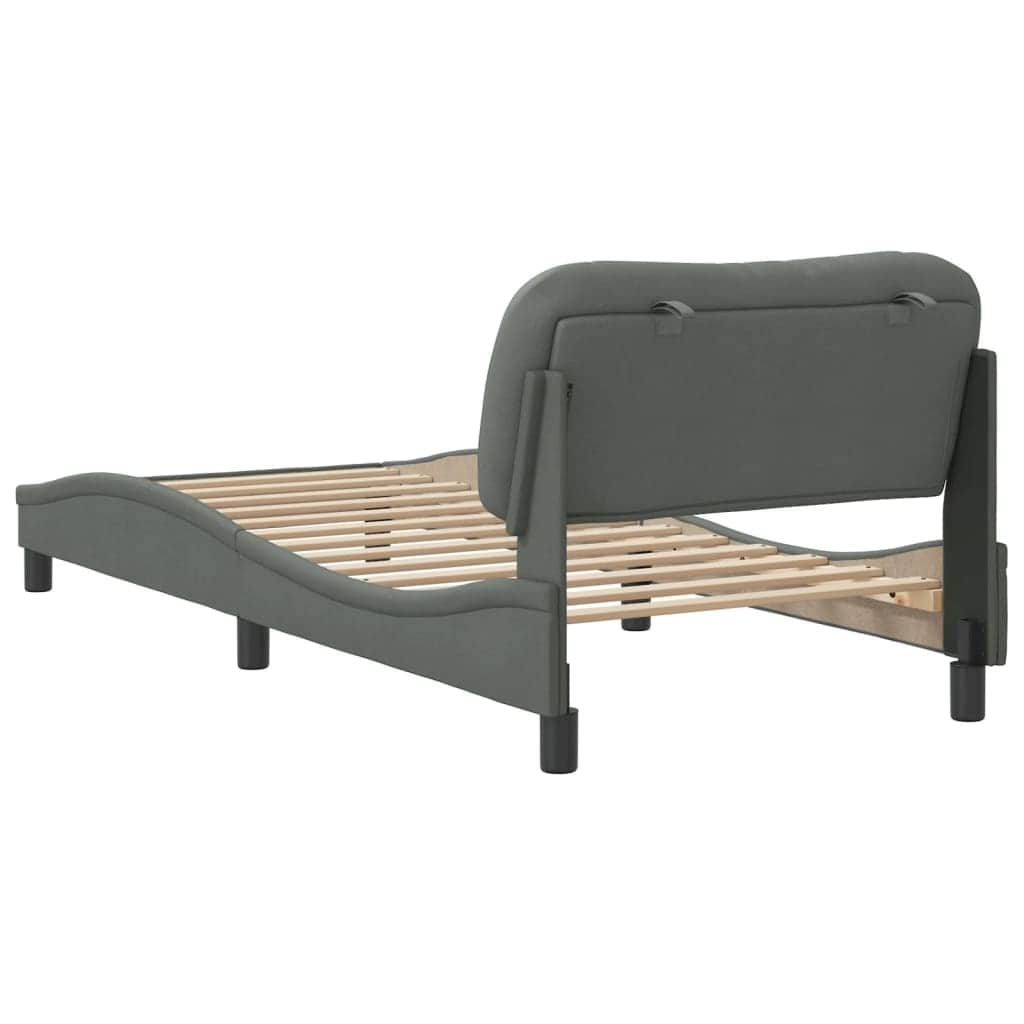 Bed Frame with Headboard Dark Grey Fabric