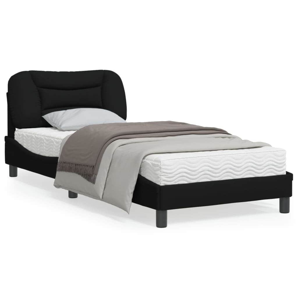 Bed Frame with Headboard Dark Grey Fabric