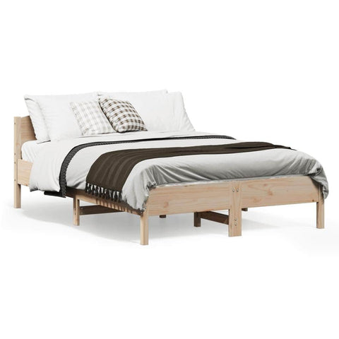 Bed Frame with Headboard-Solid Wood Pine Double Size